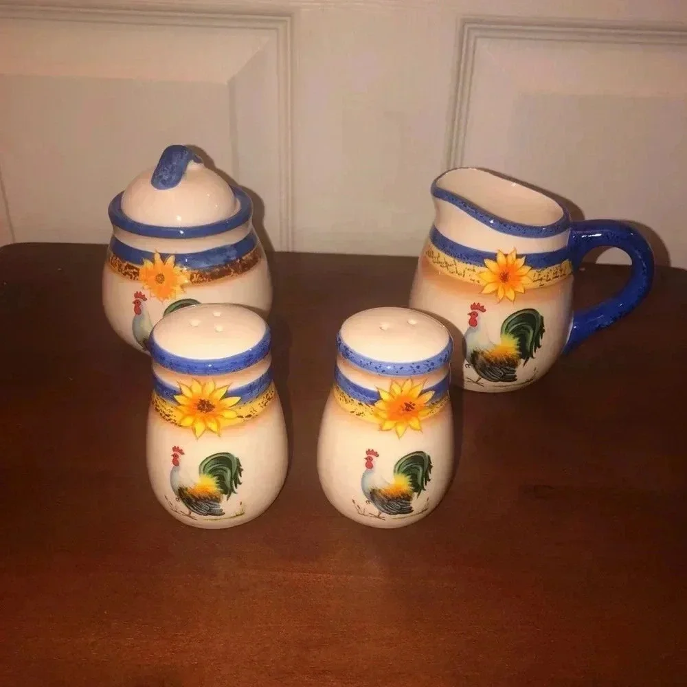 4 pc accessory set cream & sugar-salt and pep